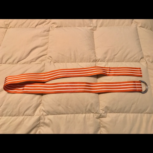 J Crew Fabric Skinny Belt Size S/M Orange with White Stripes Size S/M - Picture 4 of 5
